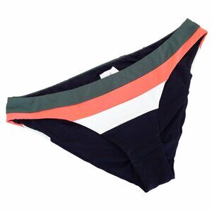 Becca Swim Bikini Bottoms Size XL American Fit Striped Black Green Peach NWT